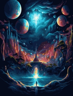 Tapyba pagal skaičius Kosminės fantazijos planetų slėnis 40x50 cm