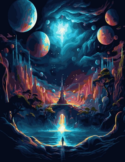 Tapyba pagal skaičius Kosminės fantazijos planetų slėnis 40x50 cm