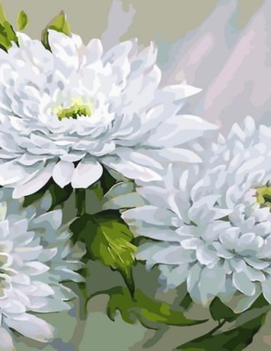 Tapyba pagal skaičius Baltos chrizantemos 40x50x3 cm