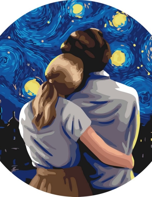 Tapyba pagal skaičius Pora po žvaigždėtu nakties dangumi 40x40 cm