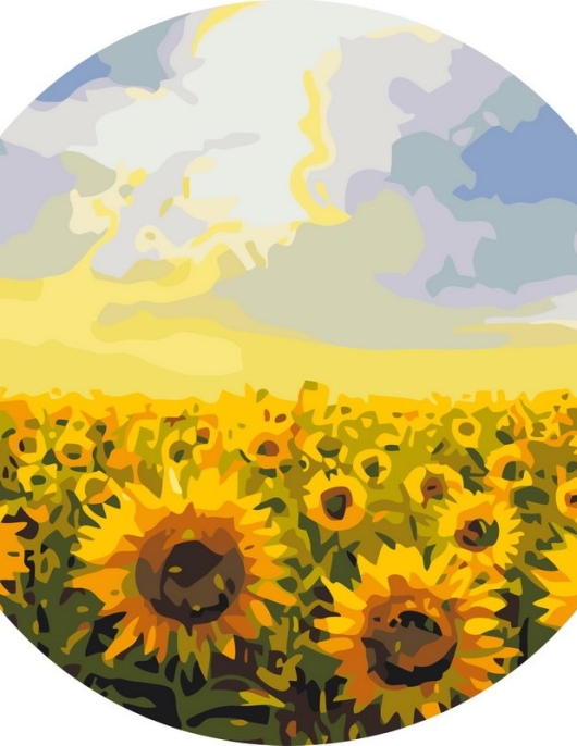 Tapyba pagal skaičius Begalinis saulėgrąžų laukas 40x40 cm