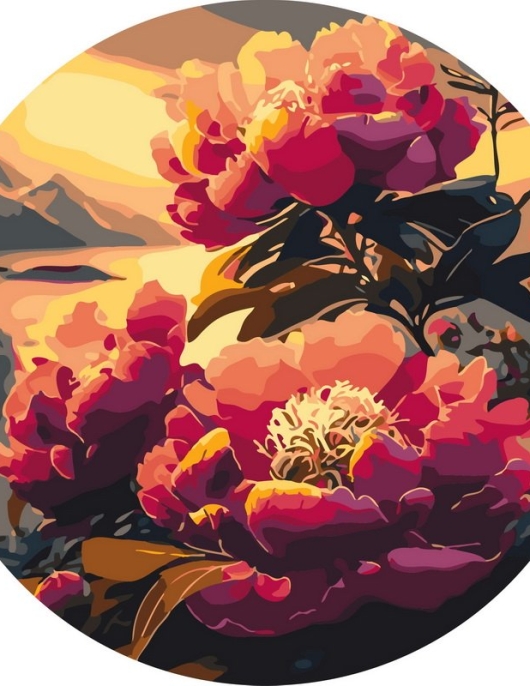 Tapyba pagal skaičius Raudonieji bijūnai saulėlydyje 40x40 cm