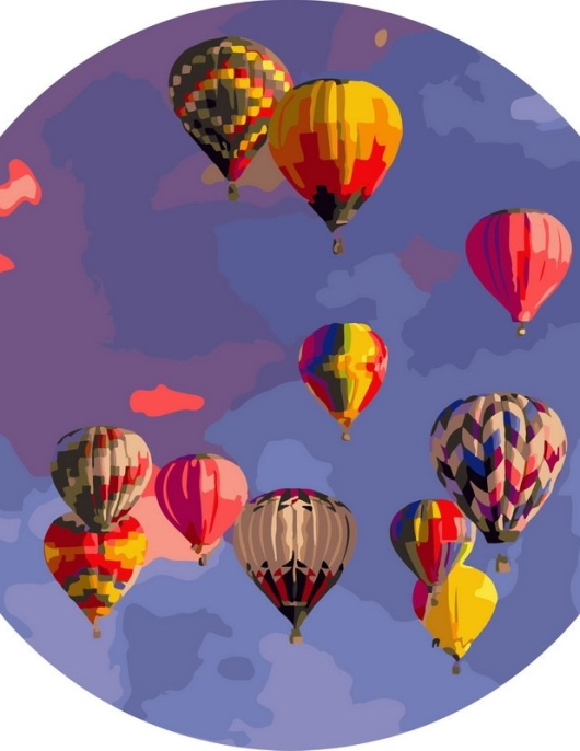 Tapyba pagal skaičius Spalvingi oro balionai danguje 40x40 cm Tapyba pagal skaičius Spalvingi oro balionai danguje 40x40 cm