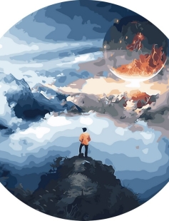 Tapyba pagal skaičius Vienišas keliautojas, susiduriantis su mėnulio šviesos horizontu 40x40 cm