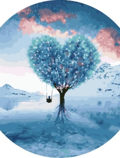 Tapyba pagal skaičius Širdies formos medis prie ežero 40x40 cm