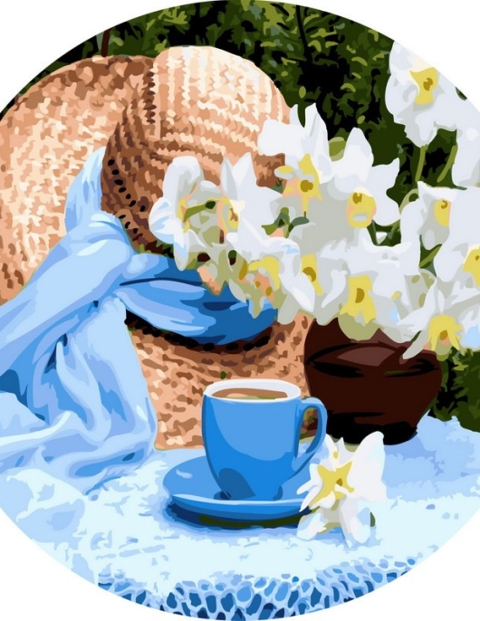 Tapyba pagal skaičius Rytinė kava su narcizais 40x40 cm