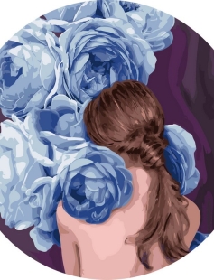 Tapyba pagal skaičius Mergina su mėlynomis rožėmis 40x40 cm