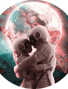 Tapyba pagal skaičius Astronautų mylėtojai po mėnuliu 40x40 cm