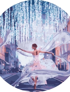 Tapyba pagal skaičius Šokanti mergina po visterijos žiedais 40x40 cm