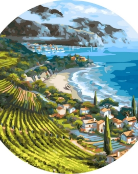 Tapyba pagal skaičius Viduržemio jūros pakrantės kaimas 40x40 cm
