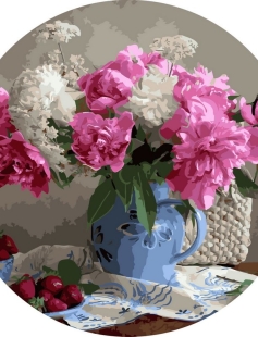 Tapyba pagal skaičius Bijūnai mėlynoje vazoje 40x40 cm